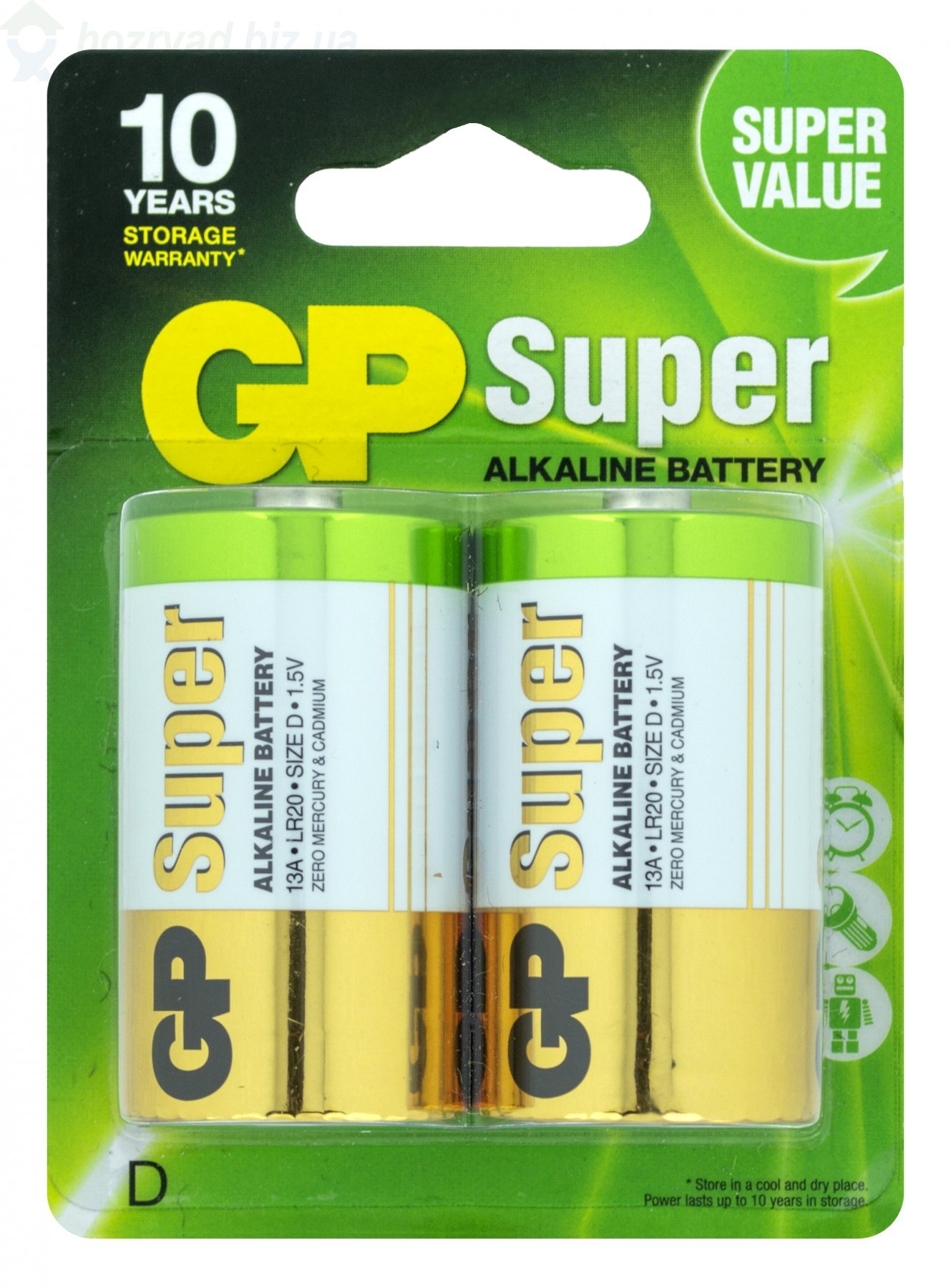 ��������� GP D LR20 1.5V Alkaline 13A Green